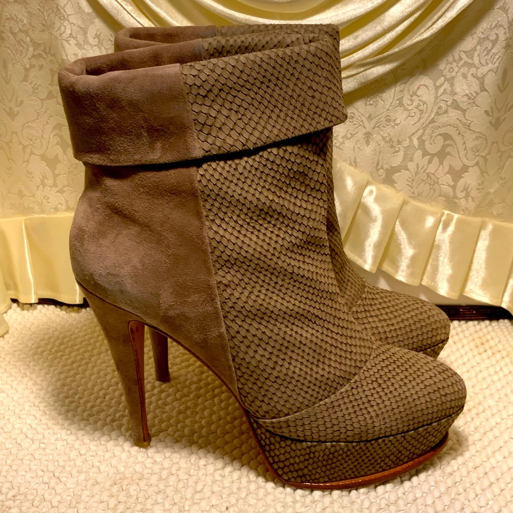 DOLCE VITA WOMENS LEATHER/SUEDE PLATFORM HEEL ANKLE BOOTS